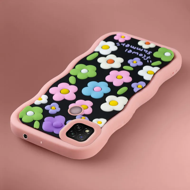 3D Silicone Soft Wave Edges Mobile Back Case For Redmi 9