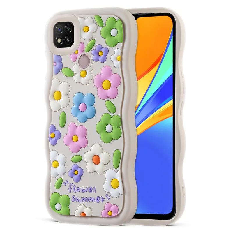 3D Silicone Soft Wave Edges Mobile Back Case For Redmi 9