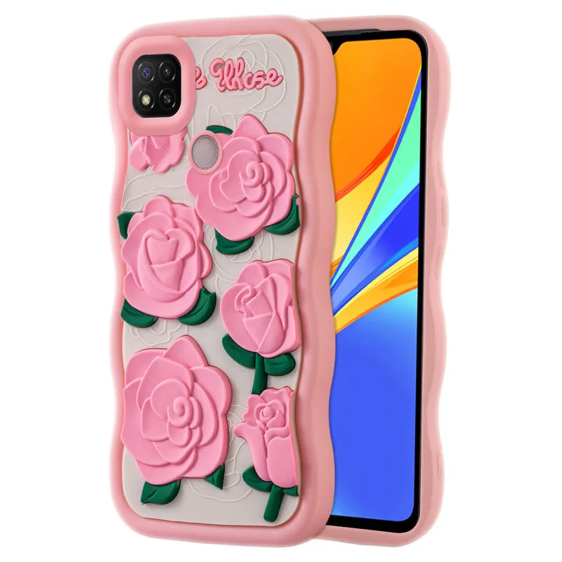 3D Silicone Soft Wave Edges Mobile Back Case For Redmi 9