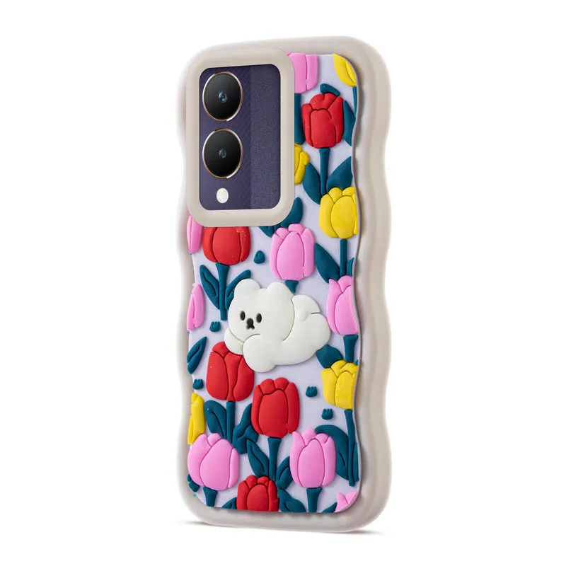 3D Soft Silicone Wave Edges Mobile Back Case For Vivo Y28 5G