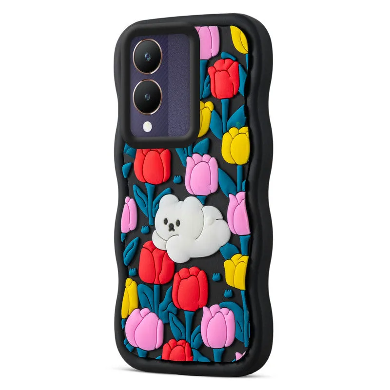 3D Soft Silicone Wave Edges Mobile Back Case For Vivo Y28 5G