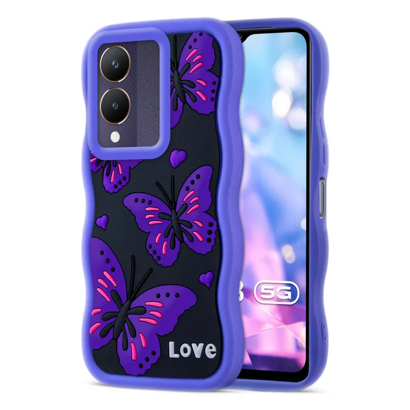 3D Soft Silicone Wave Edges Mobile Back Case For Vivo Y28 5G