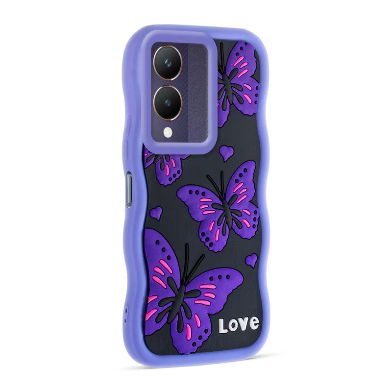 3D Soft Silicone Wave Edges Mobile Back Case For Vivo Y28 5G