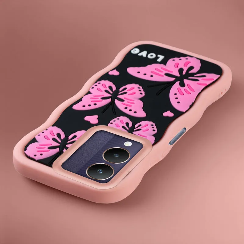 3D Soft Silicone Wave Edges Mobile Back Case For Vivo Y28 5G