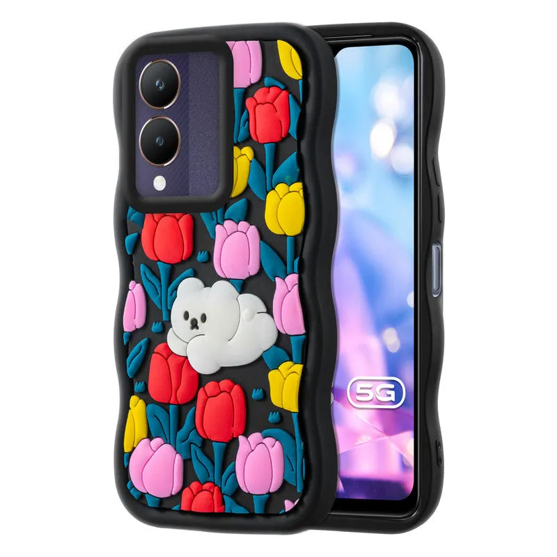 3D Soft Silicone Wave Edges Mobile Back Case For Vivo Y28 5G