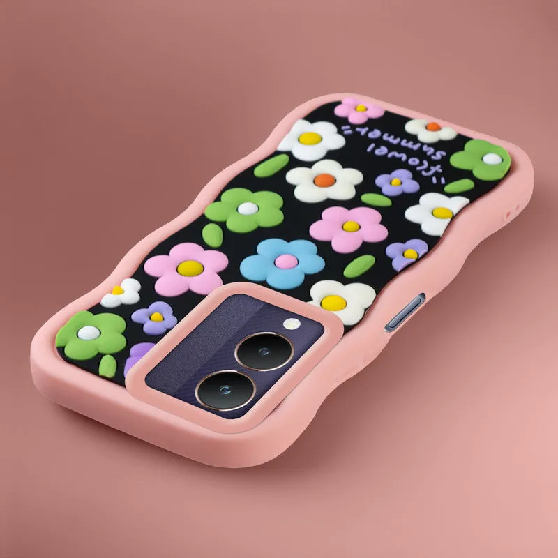 3D Soft Silicone Wave Edges Mobile Back Case For Vivo Y28 5G