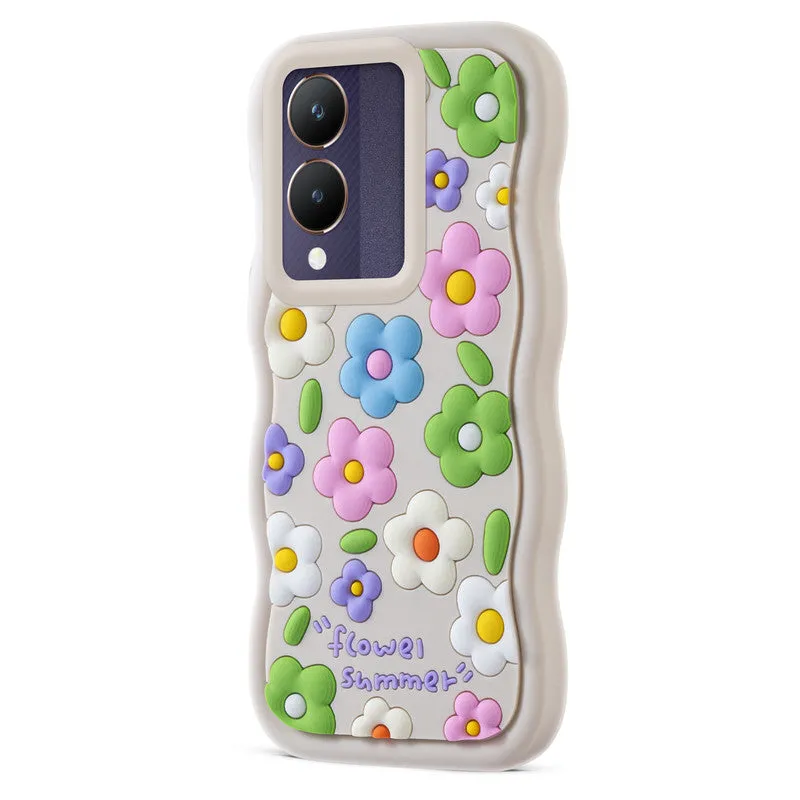 3D Soft Silicone Wave Edges Mobile Back Case For Vivo Y28 5G