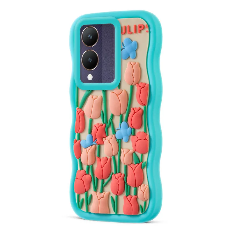 3D Soft Silicone Wave Edges Mobile Back Case For Vivo Y28 5G