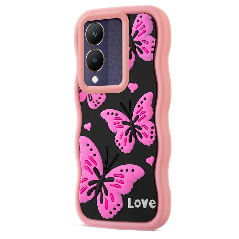 3D Soft Silicone Wave Edges Mobile Back Case For Vivo Y28 5G