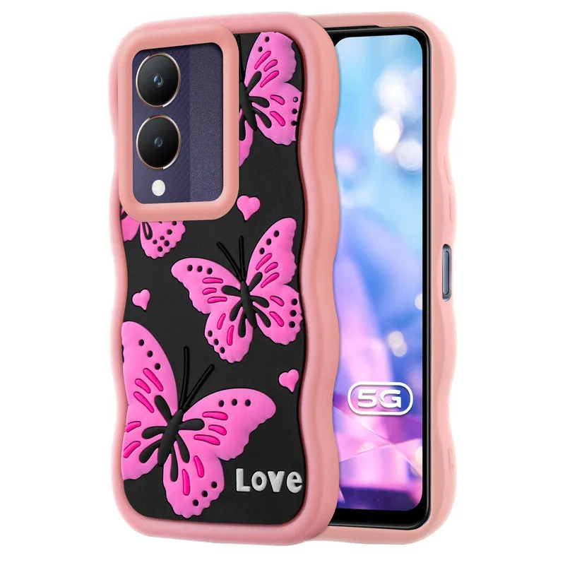 3D Soft Silicone Wave Edges Mobile Back Case For Vivo Y28 5G