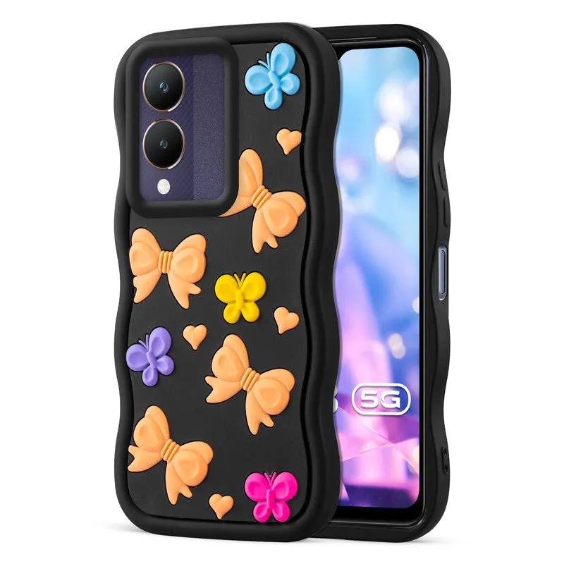 3D Soft Silicone Wave Edges Mobile Back Case For Vivo Y28 5G