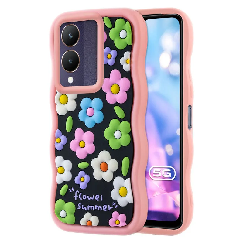 3D Soft Silicone Wave Edges Mobile Back Case For Vivo Y28 5G