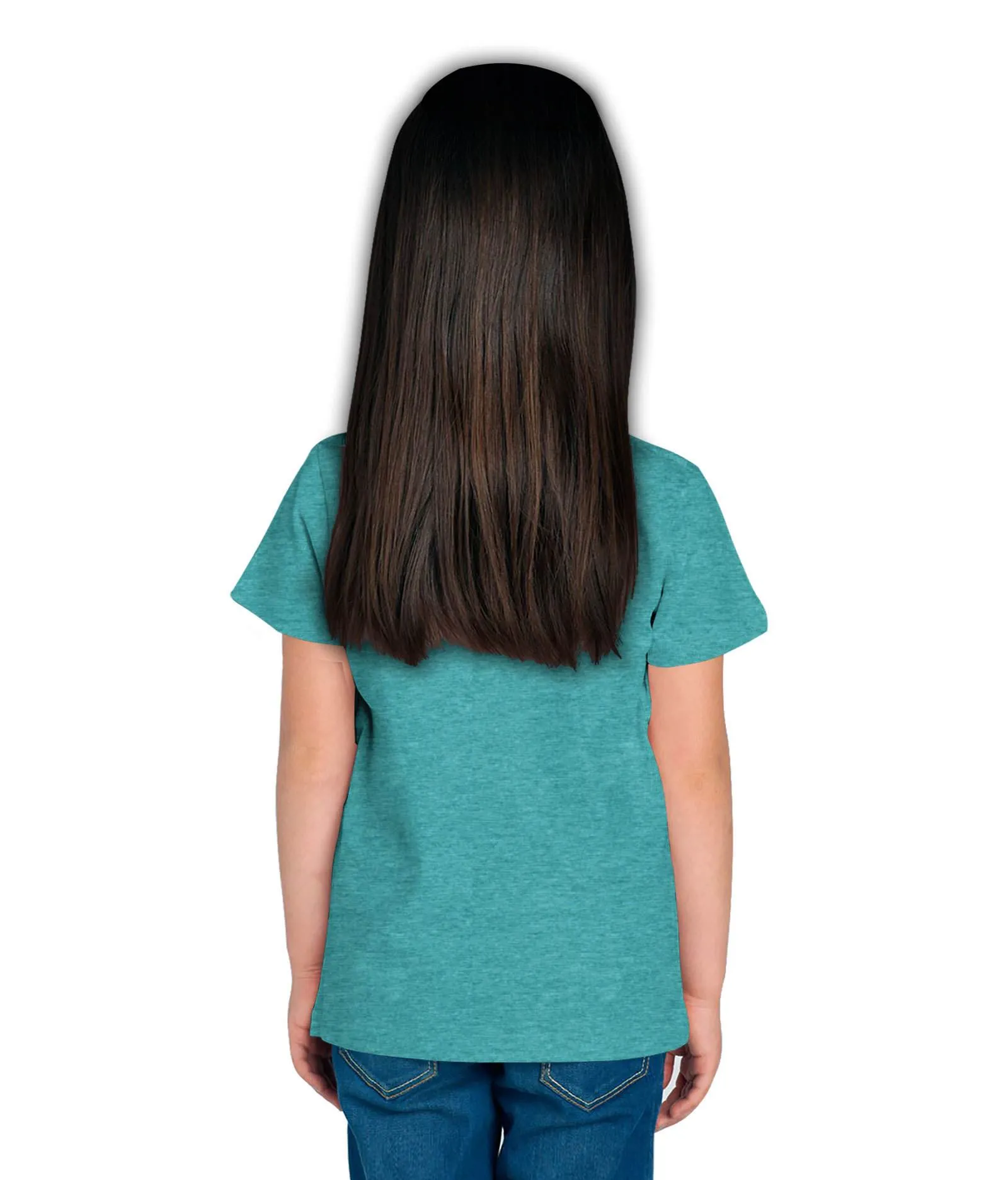 American-Elm Girl's Turquoise Cotton T-Shirt for Daily Usage