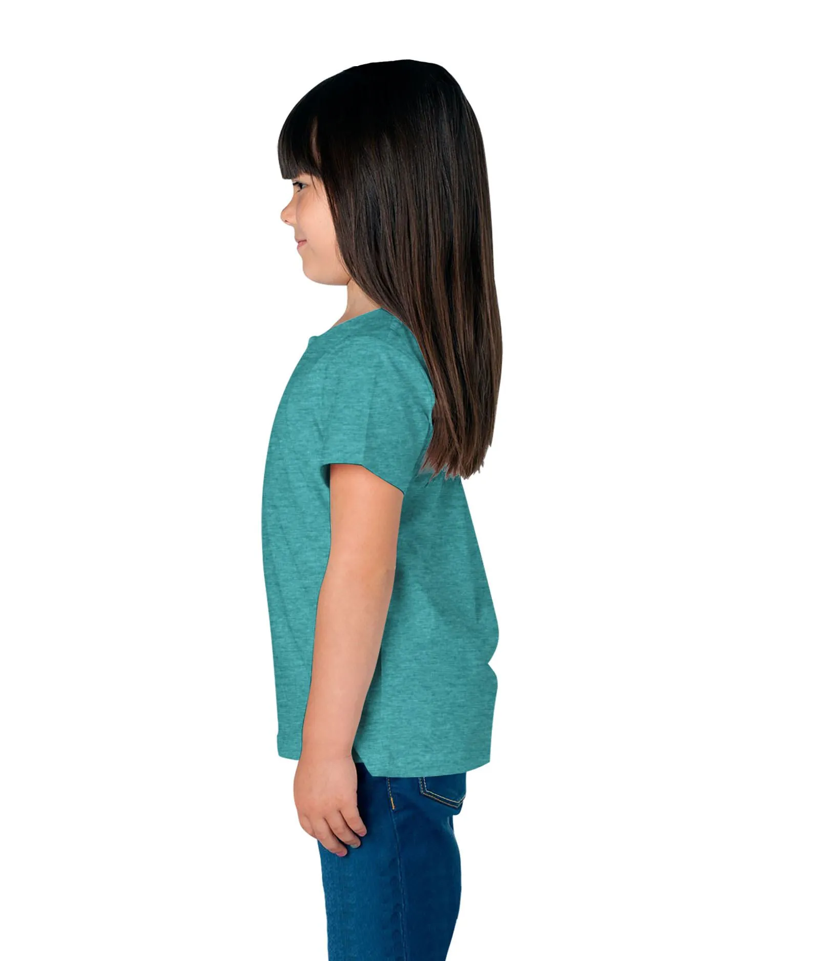 American-Elm Girl's Turquoise Cotton T-Shirt for Daily Usage