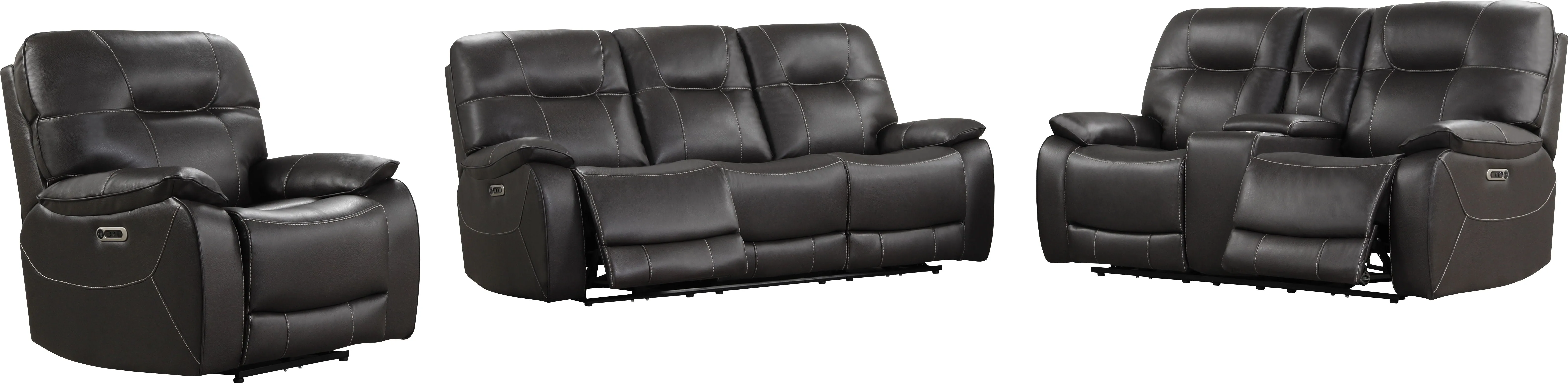 Axel - Power Reclining Sofa Loveseat And Recliner - Ozone