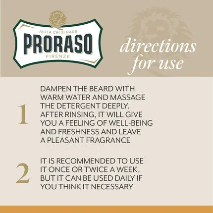 Beard Wash Wood & Spice 200 ml Aromatic beard shampoo softens the condition and gently removes impurities Made in Italy , Proraso