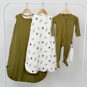 Belan.J Bundle - 2.5 TOG Pine Cones Sleepsack   1.0 TOG Basil Sleepsack   Footed Sleeper Basil