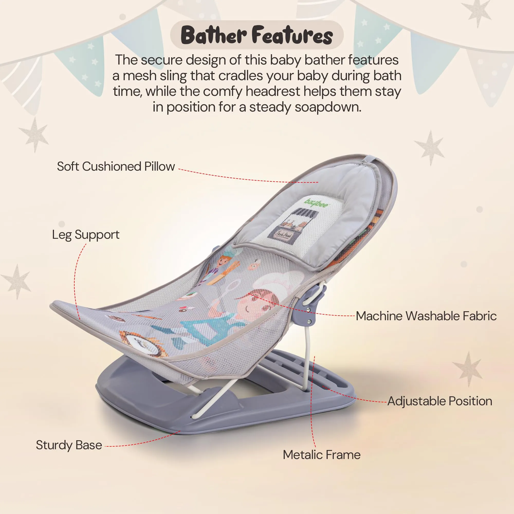 Bella Anti Slip Baby Bather For Newborn Baby 0 - 6 months