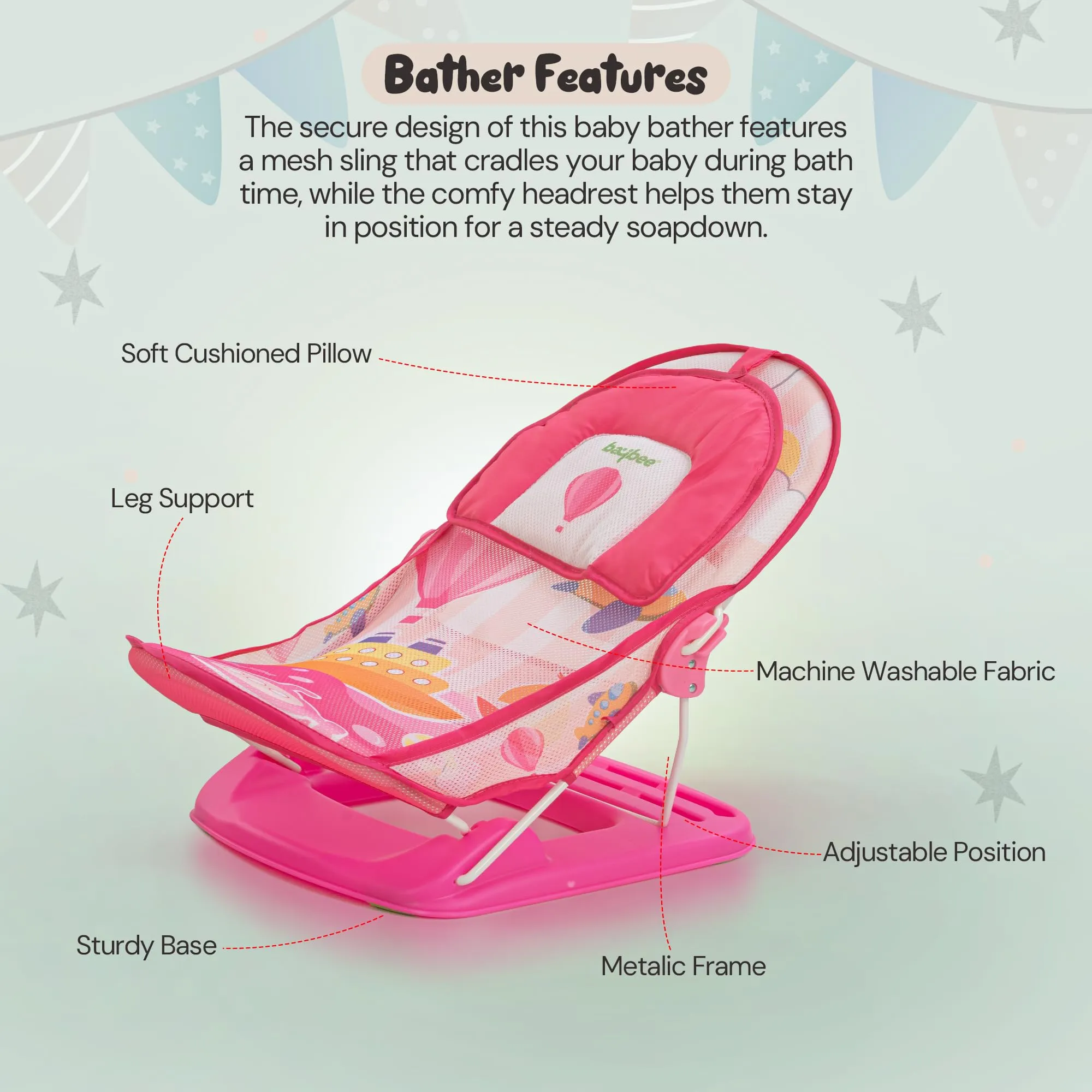 Bella Anti Slip Baby Bather For Newborn Baby 0 - 6 months