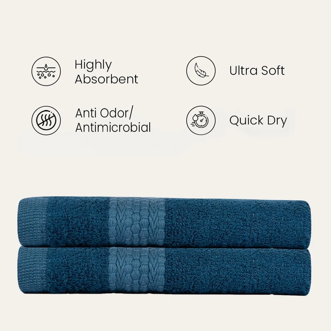 BePlush Zero Twist Bamboo Hand Towels Set of 2 : Ultra Soft, Highly Absorbent, Quick Dry, Anti Bacterial Napkins for Hand Towel || 450 GSM, 40 X 60 cms (2, Aqua Marine Blue)