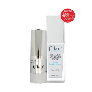 Clair® SKIN SOLUTIONS Ultra-Light Sunblock SPF 50  30ml & Gentle Exfoliating Cleanser 15ml