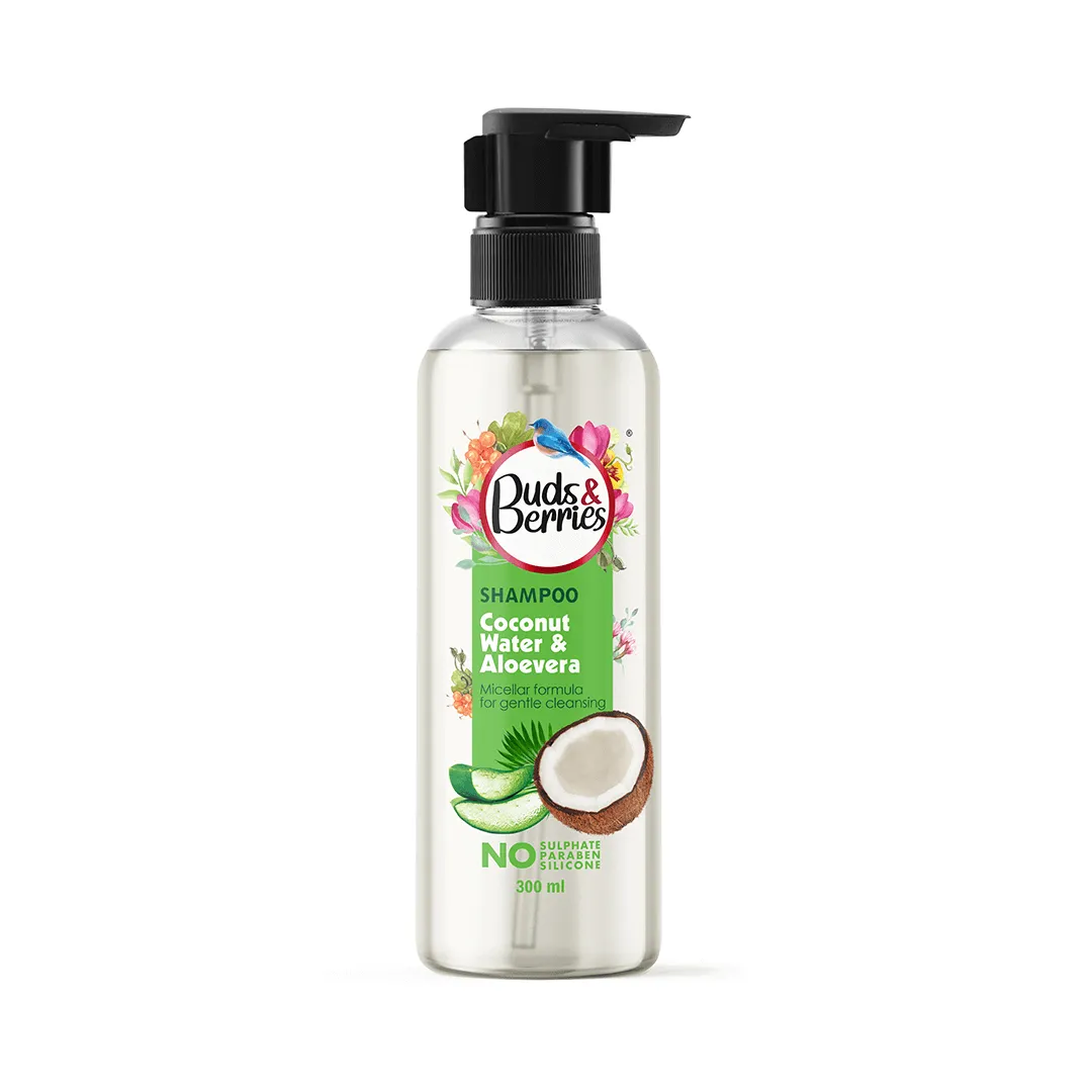 Coconut Water & Aloevera Micellar formula Shampoo for Gentle cleansing | Everyday usage- pH balanced | No Sulphate No Silicone 300 ml