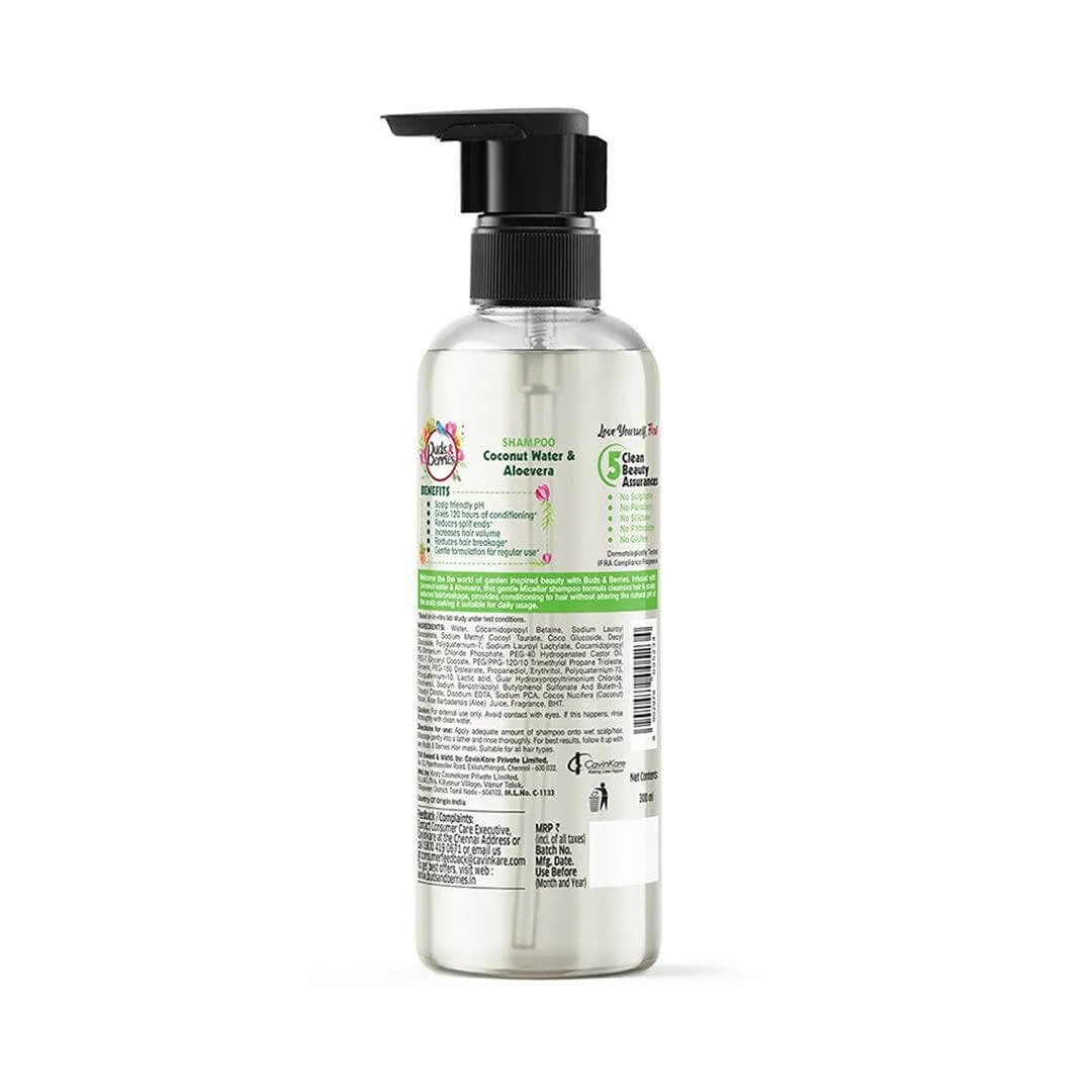 Coconut Water & Aloevera Micellar formula Shampoo for Gentle cleansing | Everyday usage- pH balanced | No Sulphate No Silicone 300 ml