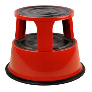 DesQ Metal Step Stool with Castors Roll-a-Step | Metal | Red