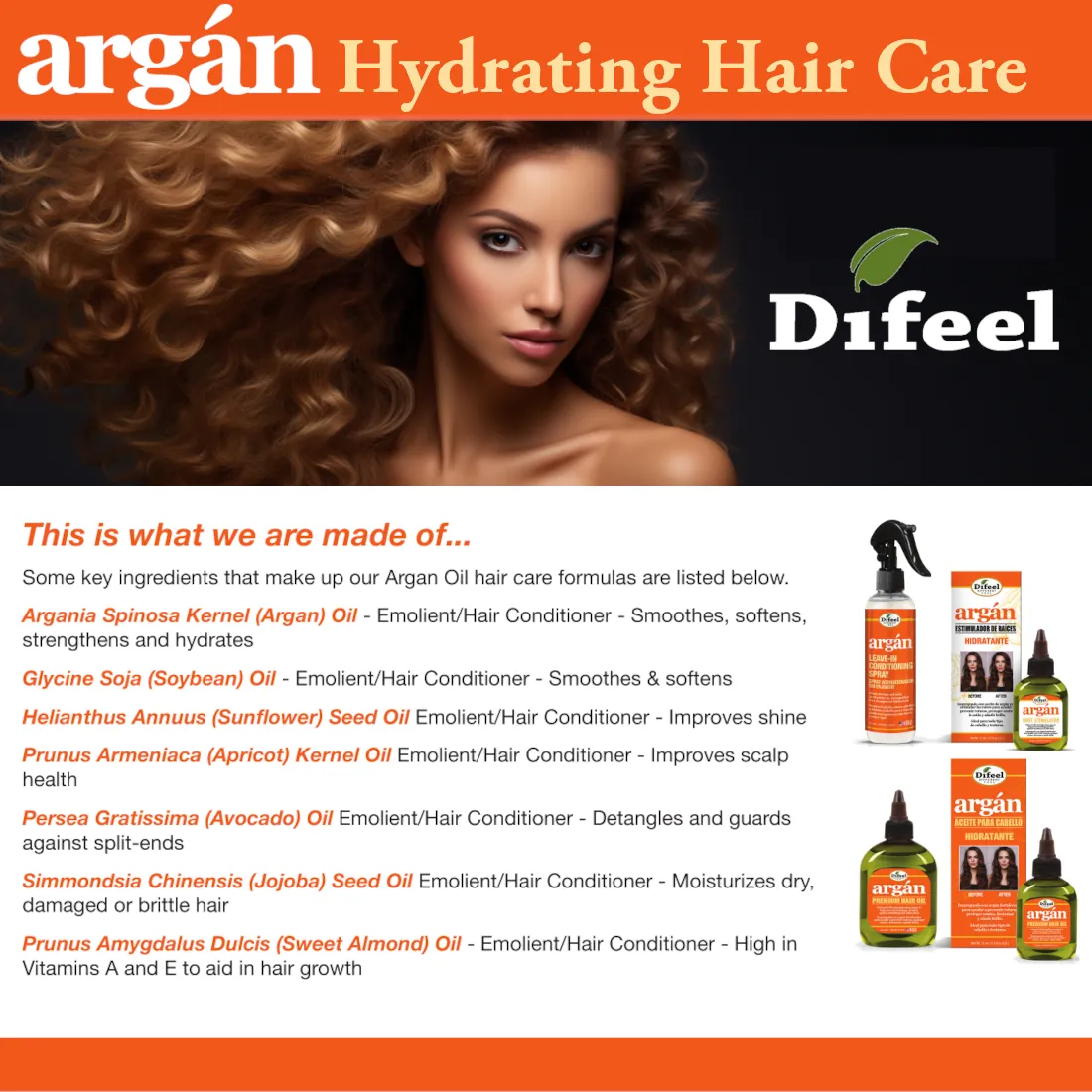 Difeel Argan Hydrating Hair Mask 12 oz.