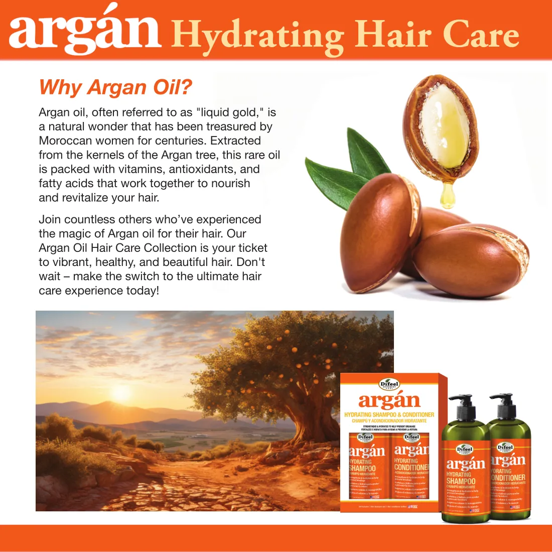 Difeel Argan Hydrating Hair Mask 12 oz.