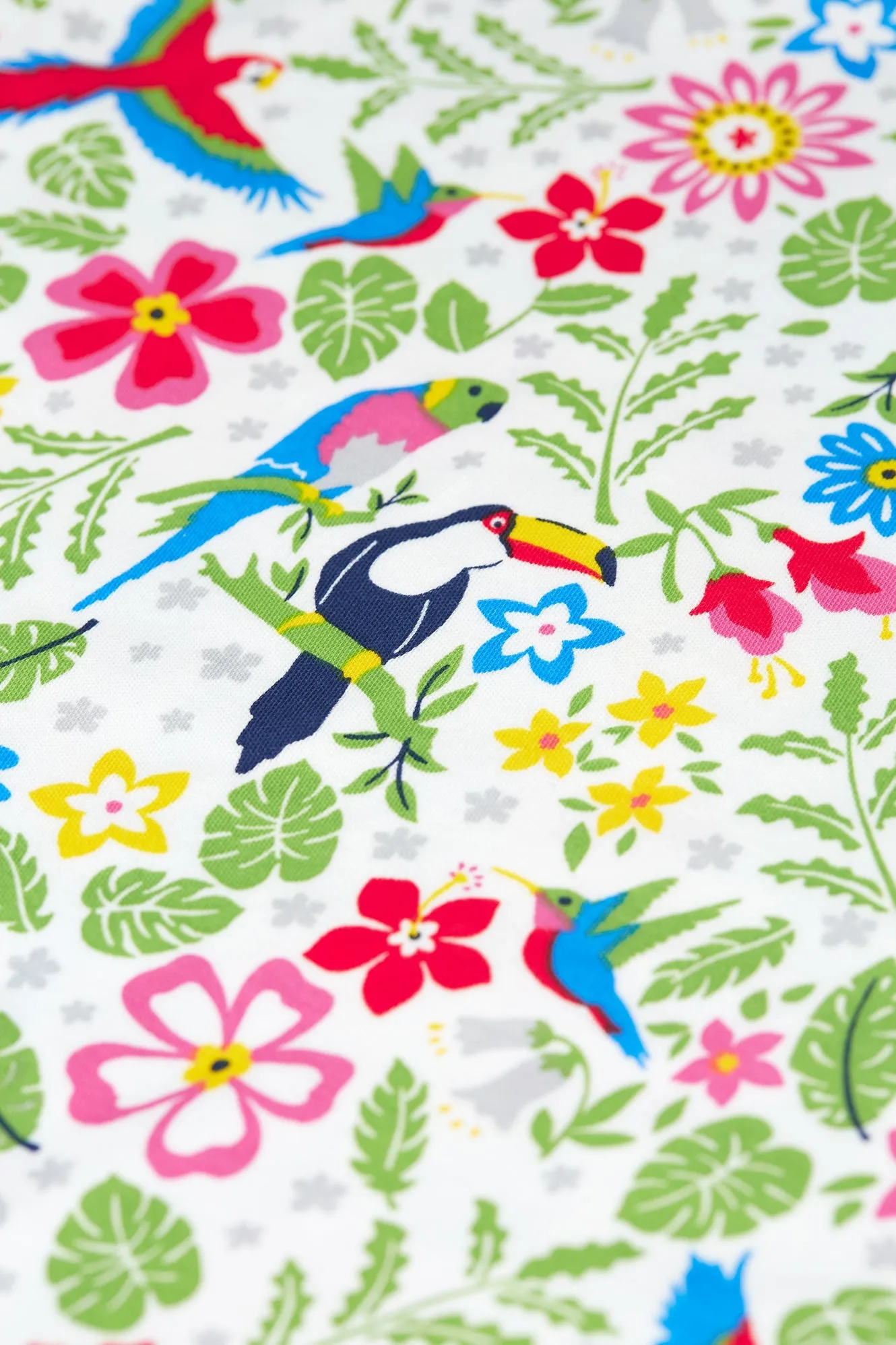 Frugi Sundown Pyjamas in White Tropical Birds