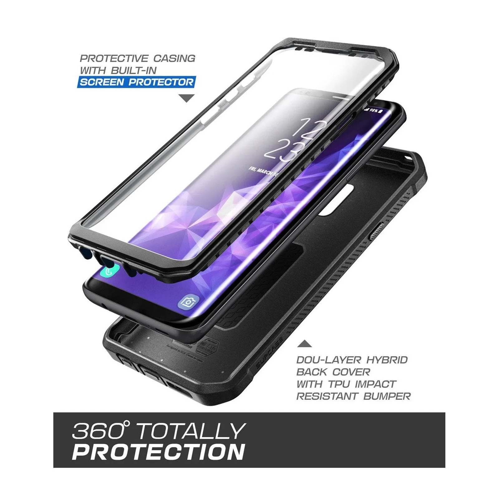 Galaxy S9 Plus Unicorn Beetle Pro Full Body Rugged Case-Black