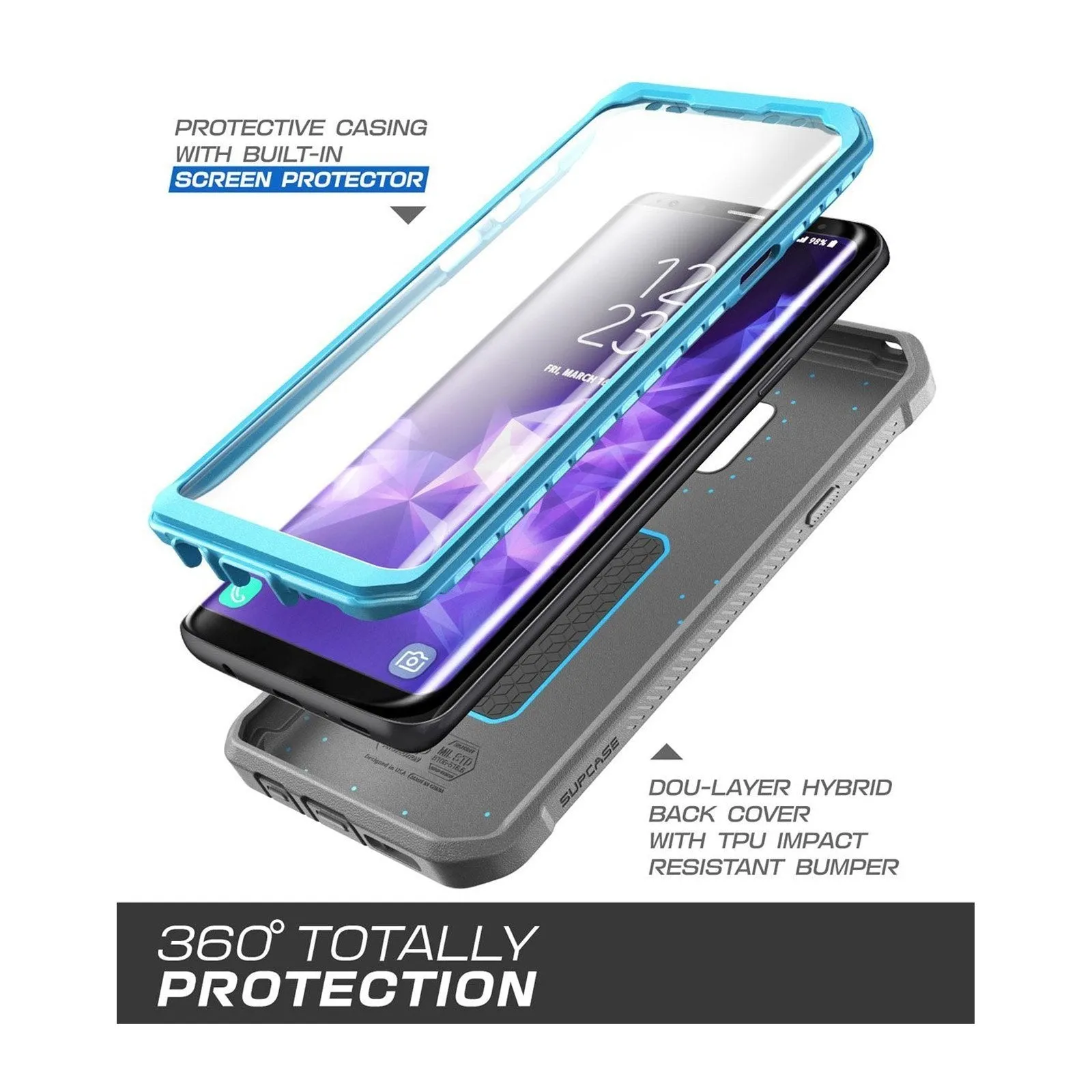 Galaxy S9 Plus Unicorn Beetle Pro Full Body Rugged Case-Blue