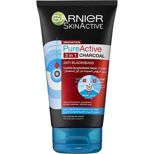 Garnier Active Pur Charcoal 3in1 wash Scrub Mask 150ml