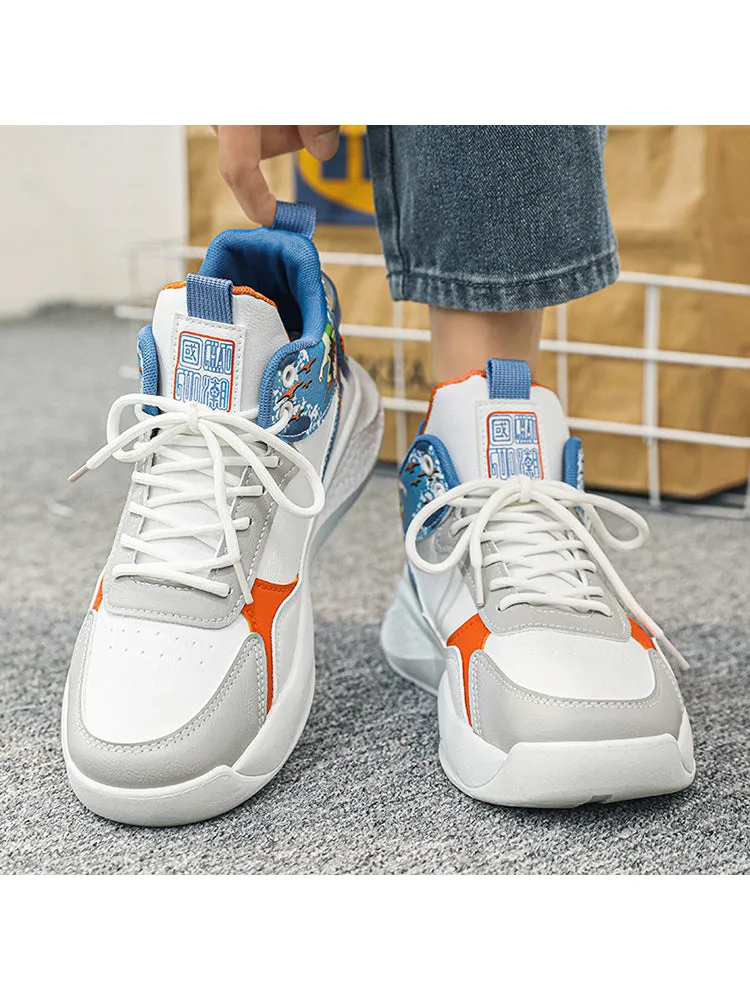 High Top Cartoon Print Training Shock Absorption Basketball Casual Shoes