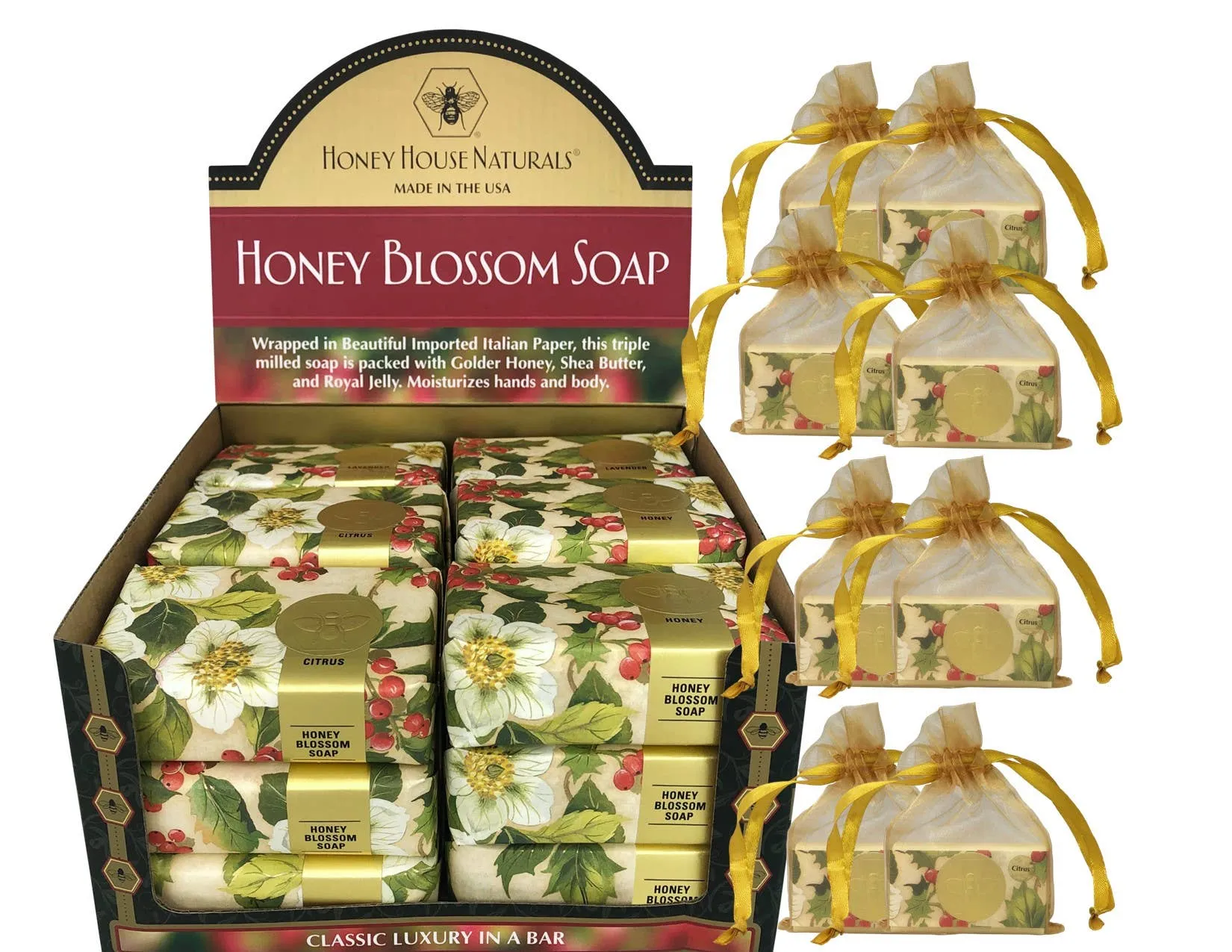 Holiday Florentine Wrapped Soap Display Box - 18 Pieces