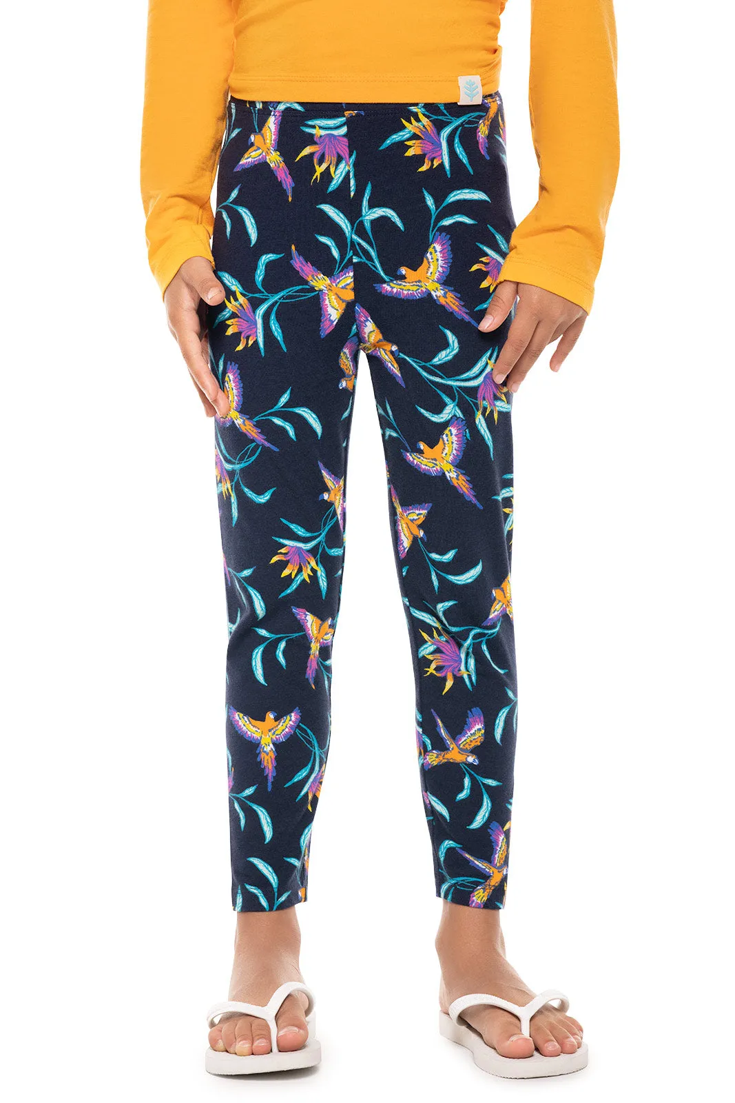 Kid's Monterey Summer Leggings | Navy Birds of Paradise