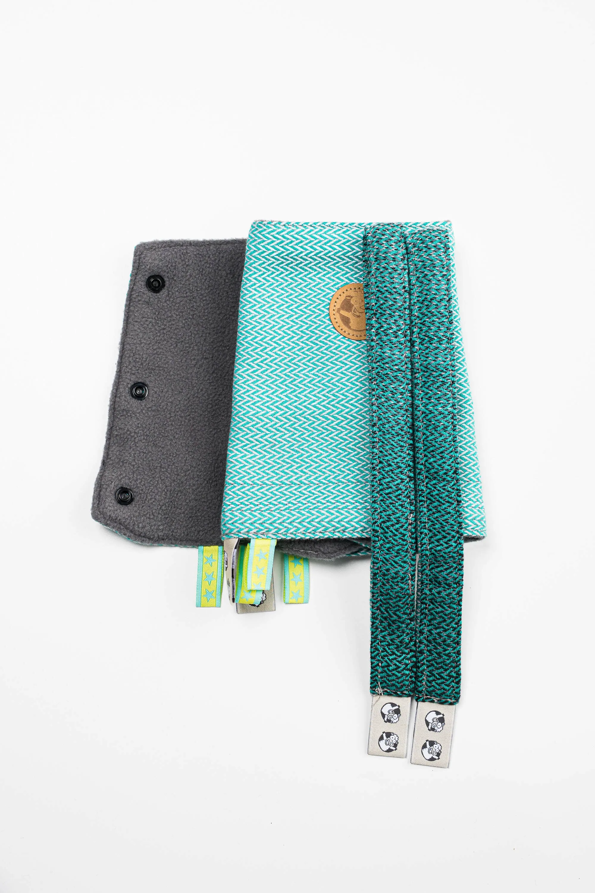 LennyLamb Drool Pads & Reach Straps Herringbone Ombre Green