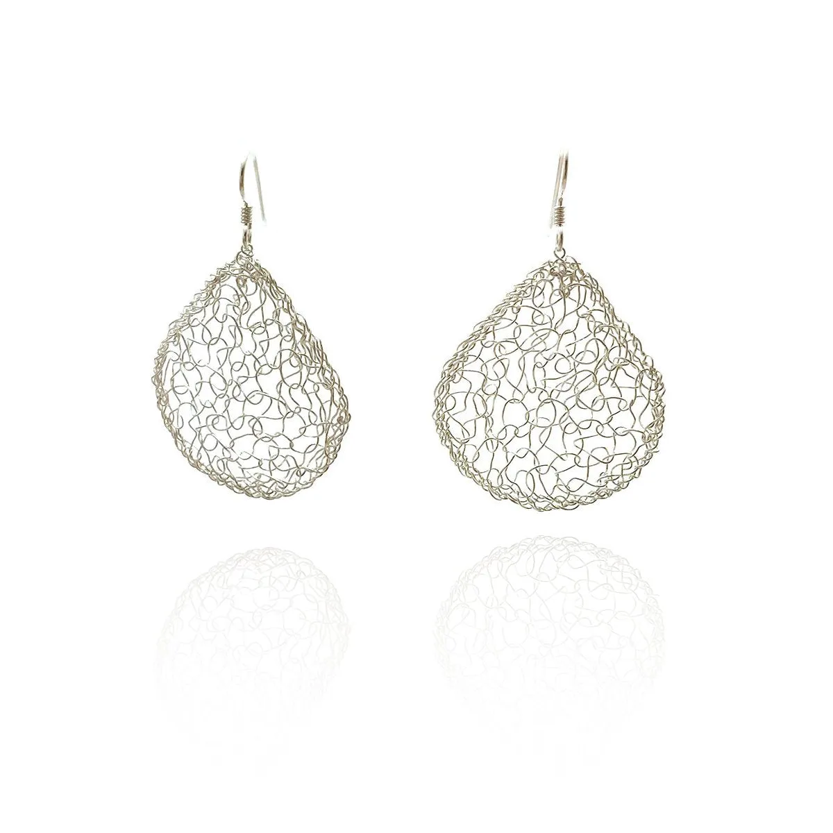 Medium Silver Droplet Earrings