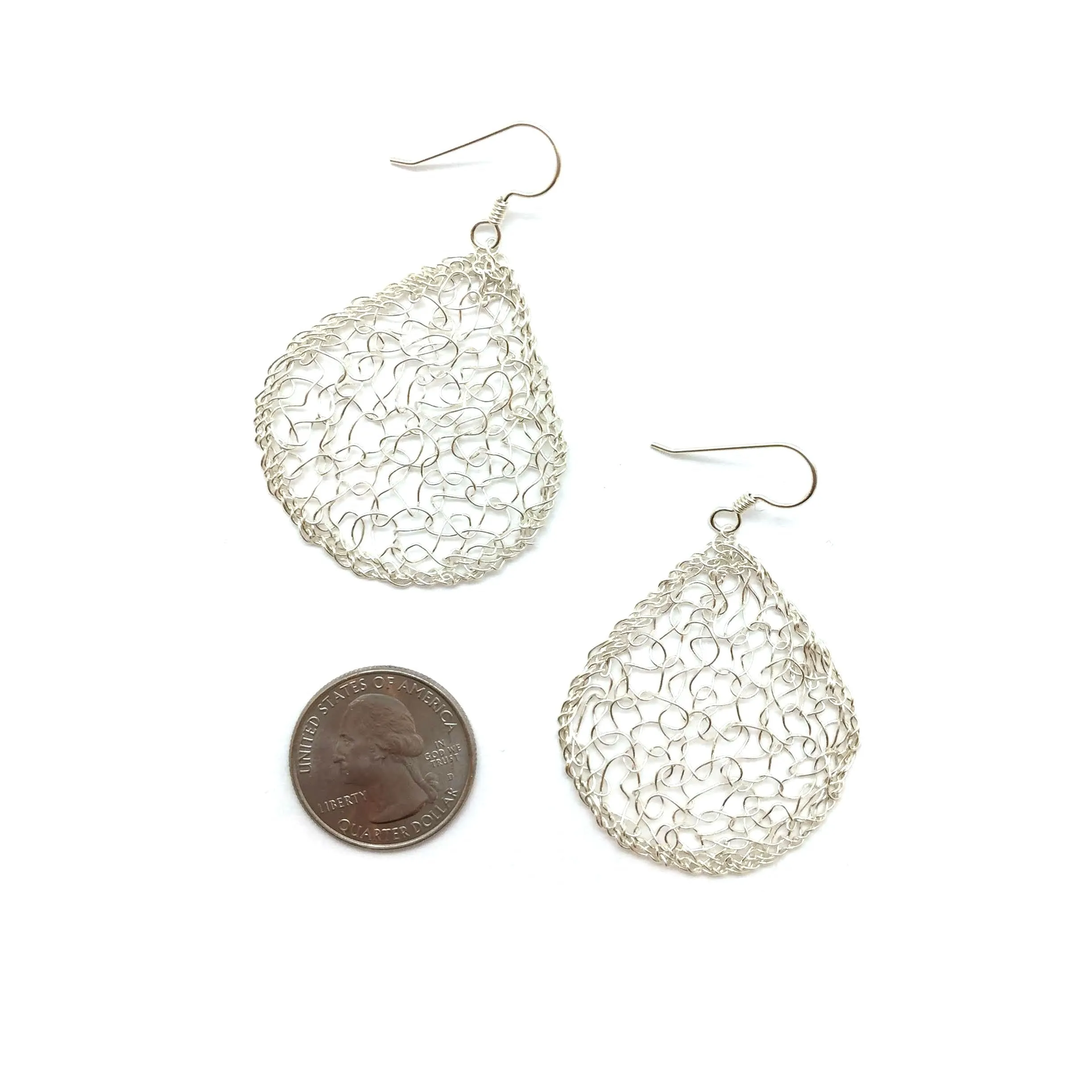 Medium Silver Droplet Earrings