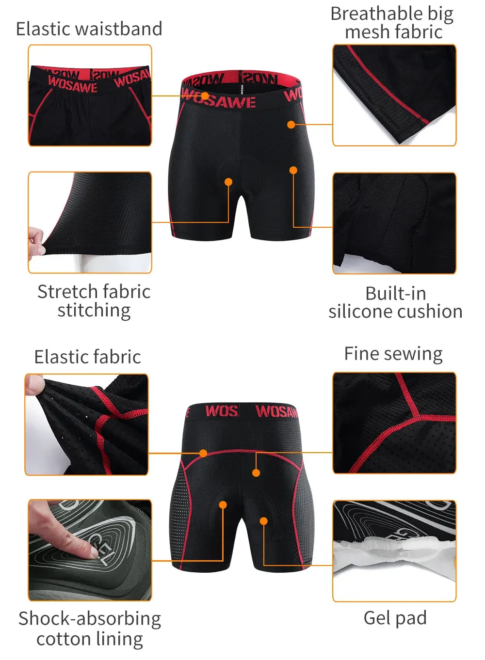 Men's Cycling Shorts 5D Padded Breathable Mesh Cycling Underwear Shockproof Bicycle Underpant MTB Road Bike Riding Shorts