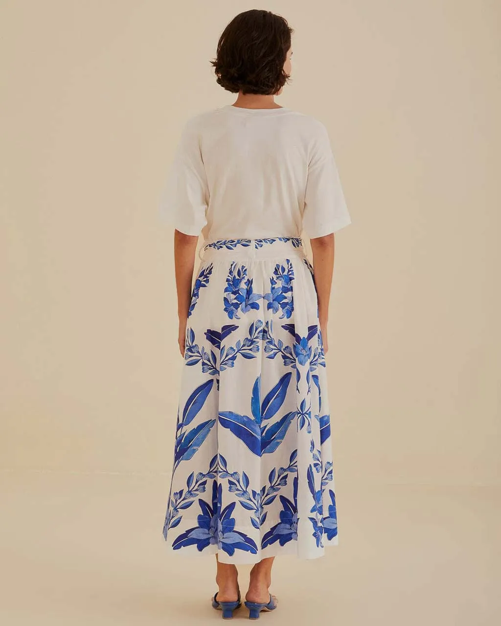 Off-White Blue Yard Organic Cotton Midi Skirt