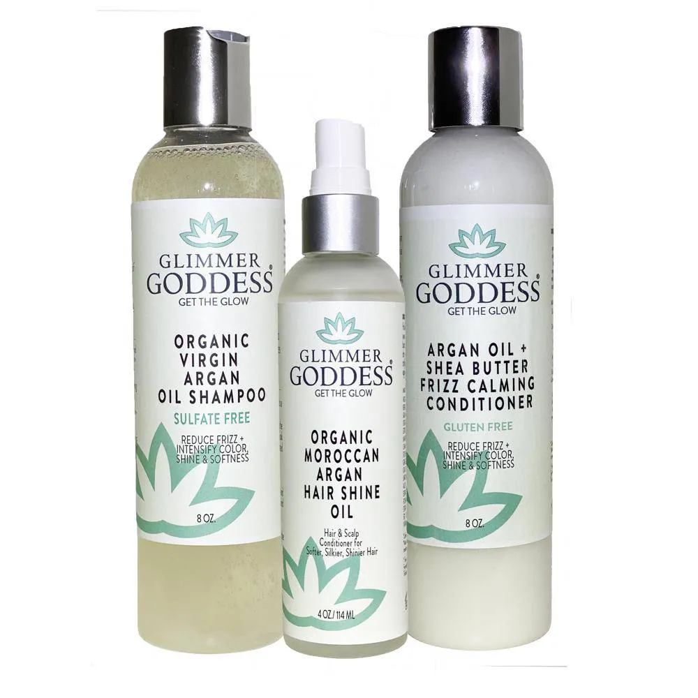 Organic Argan Oil Trio (Shampoo   Conditioner   Hair Shine Spray)