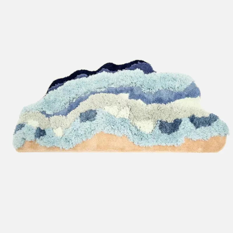 Sea Foam Irregular Shape Tufted Area Rug