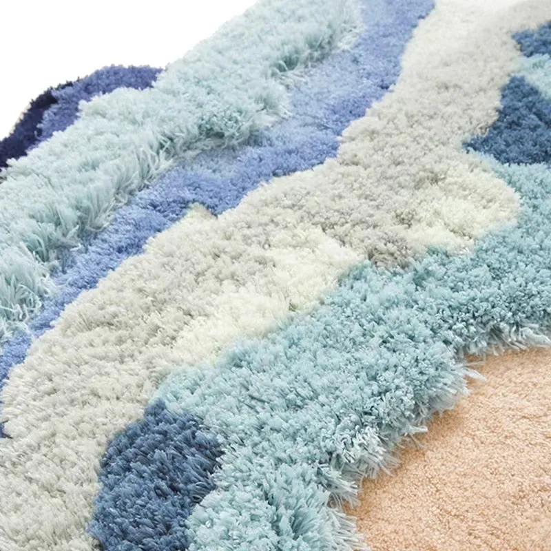 Sea Foam Irregular Shape Tufted Area Rug