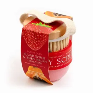 Tropical Fruits 150g Strawberry & Papaya Body Scrub With Brush