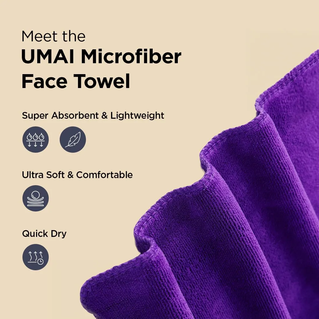 UMAI Microber Face Towel (40cmX60cm) 400 GSM - Super Absorbent, Quick-Dry, Gentle on Skin, Super-Soft for Everyday Use | Microfiber Face Towel for Women & Men (Purple)