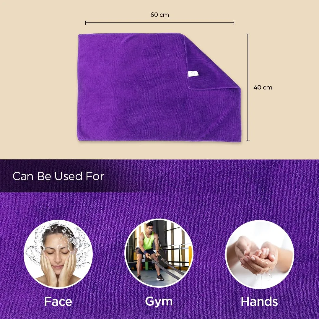 UMAI Microber Face Towel (40cmX60cm) 400 GSM - Super Absorbent, Quick-Dry, Gentle on Skin, Super-Soft for Everyday Use | Microfiber Face Towel for Women & Men (Purple)