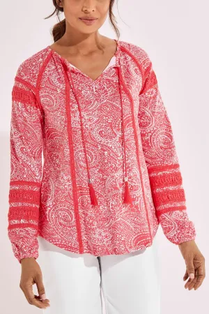 Women's Sarti Shirt | Radiant Coral Delicate Paisley