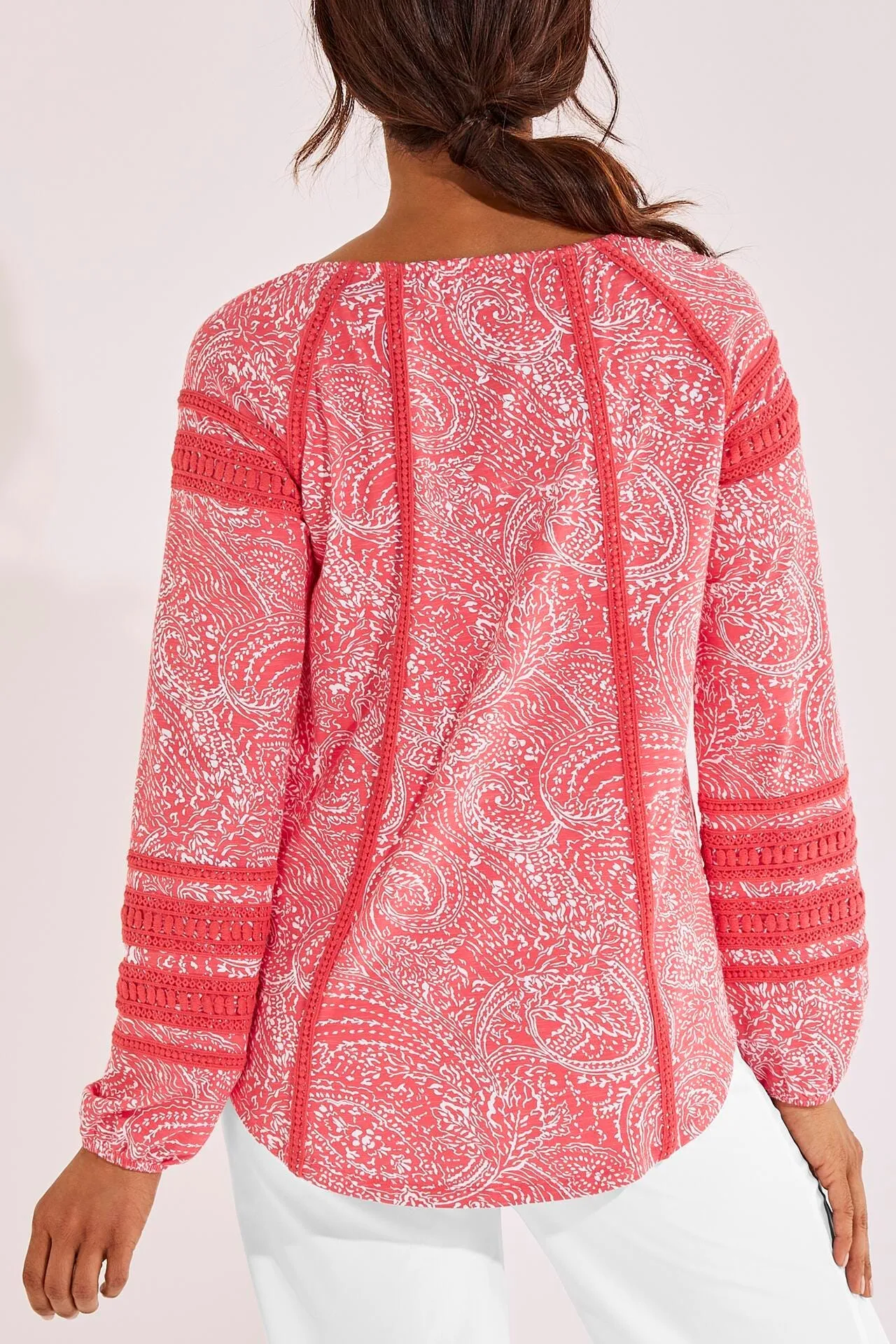 Women's Sarti Shirt | Radiant Coral Delicate Paisley